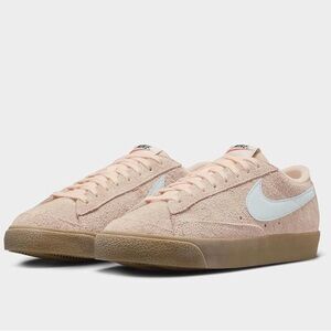 Nike Women’s Blush Pink Suede Low-Top Sneakers with White Swoosh